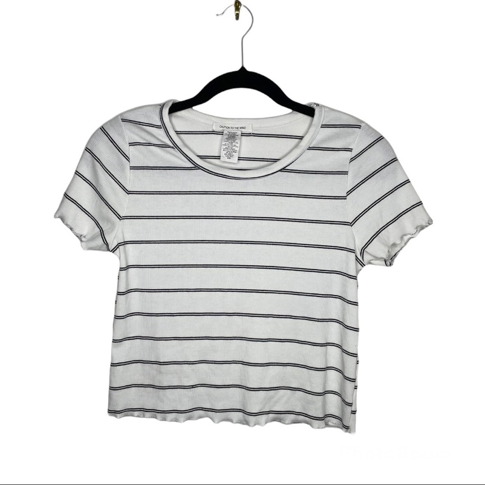 White/Black Size M Caution to the Wind Striped Tee